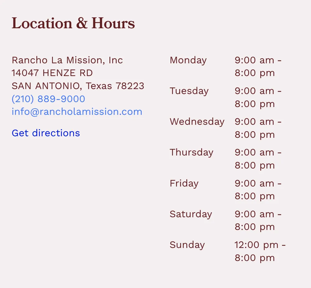 rancho la mission hours