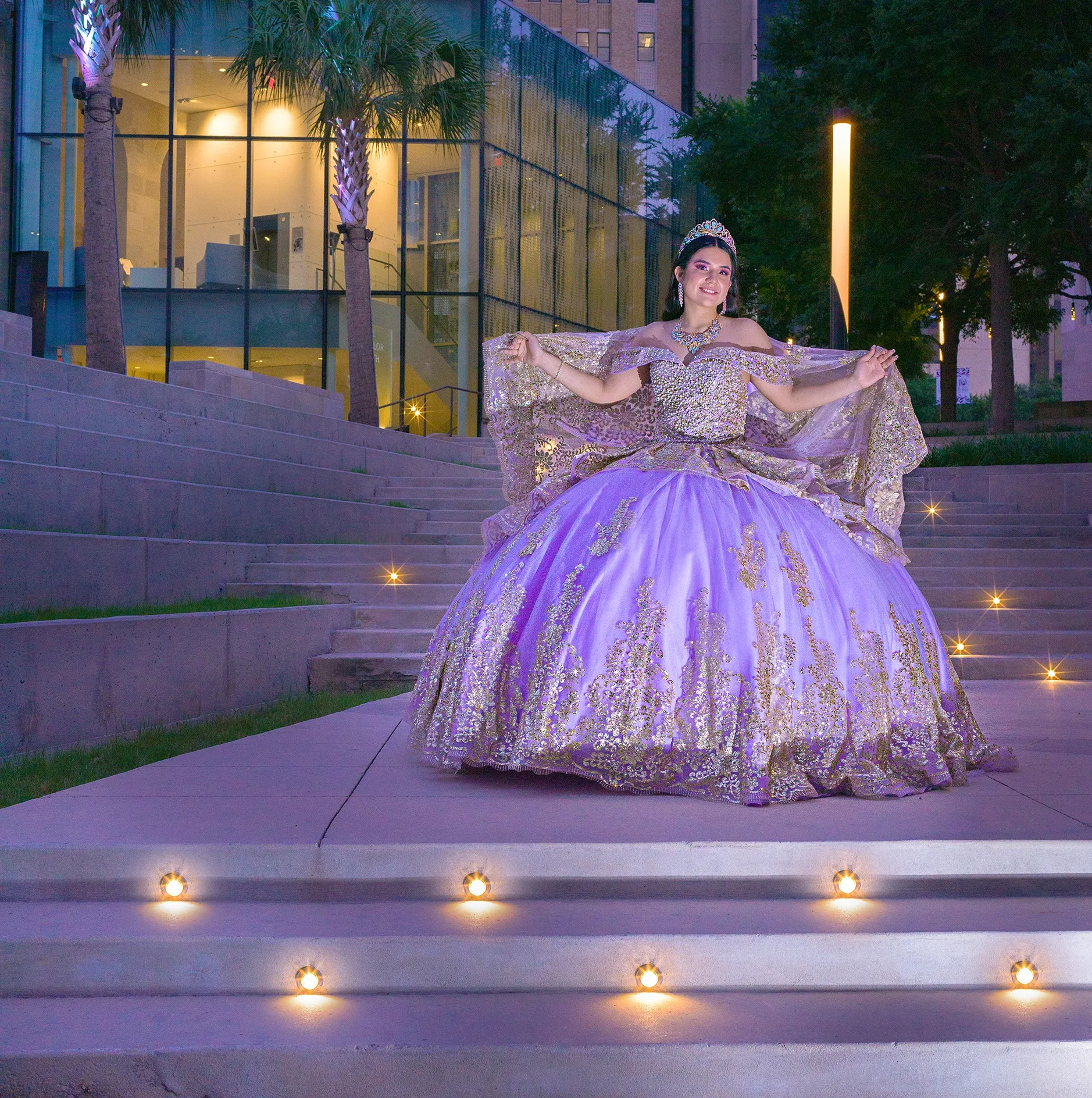 Alamo Bridal and Quinceañeras purple quinceanera dress