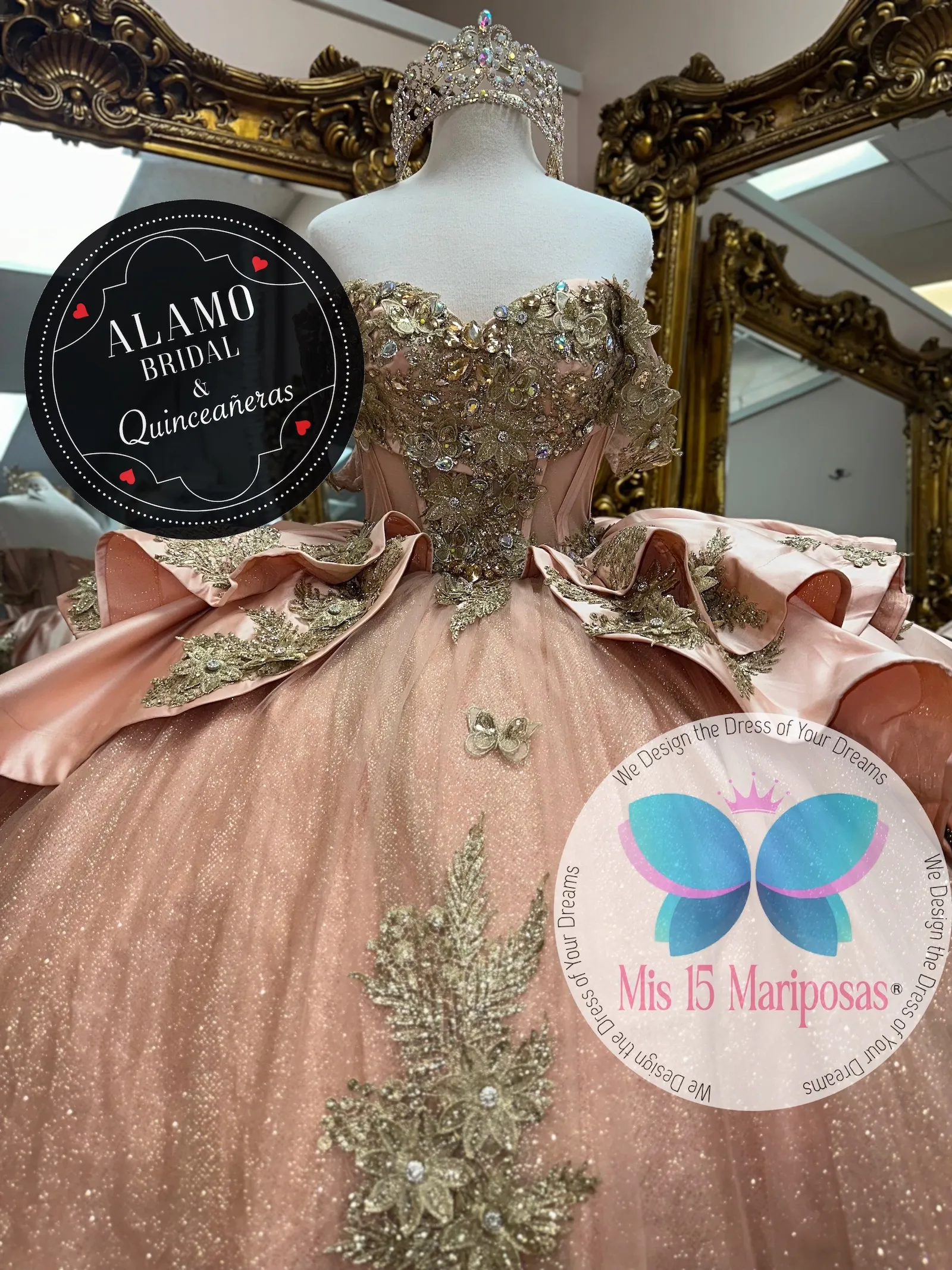 alamo bridal champagne color quinceanera dress